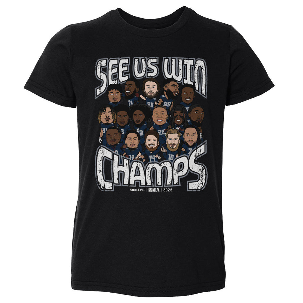 Seattle Football 2025 Champs Cartoon WHT