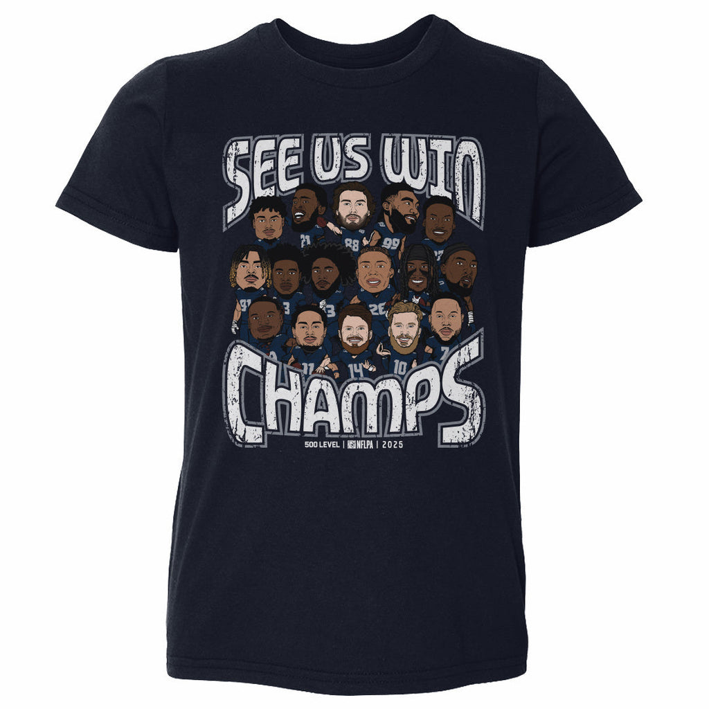 Seattle Football 2025 Champs Cartoon WHT