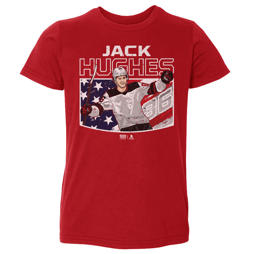 Jack Hughes New Jersey American Flag WHT