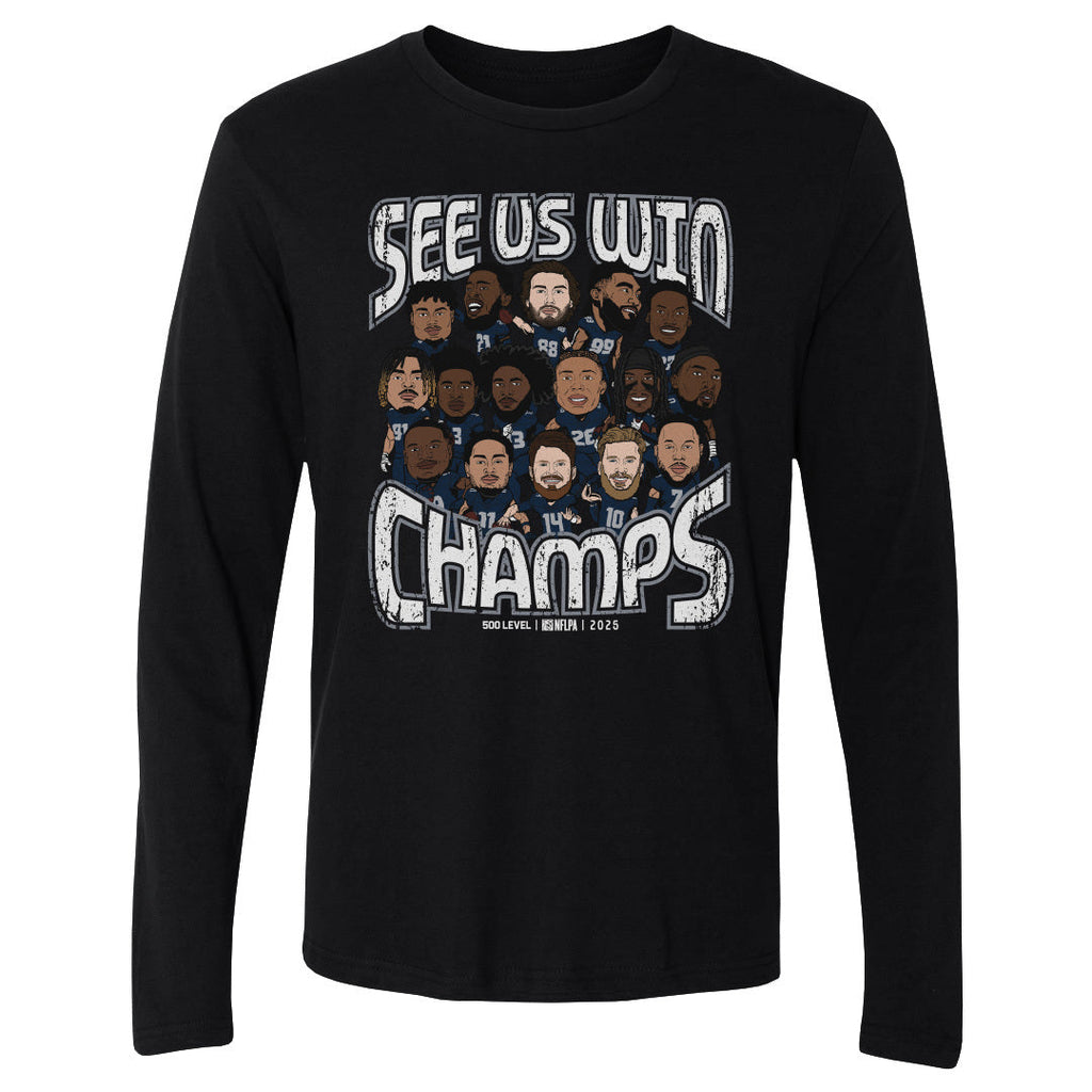 Seattle Football 2025 Champs Cartoon WHT