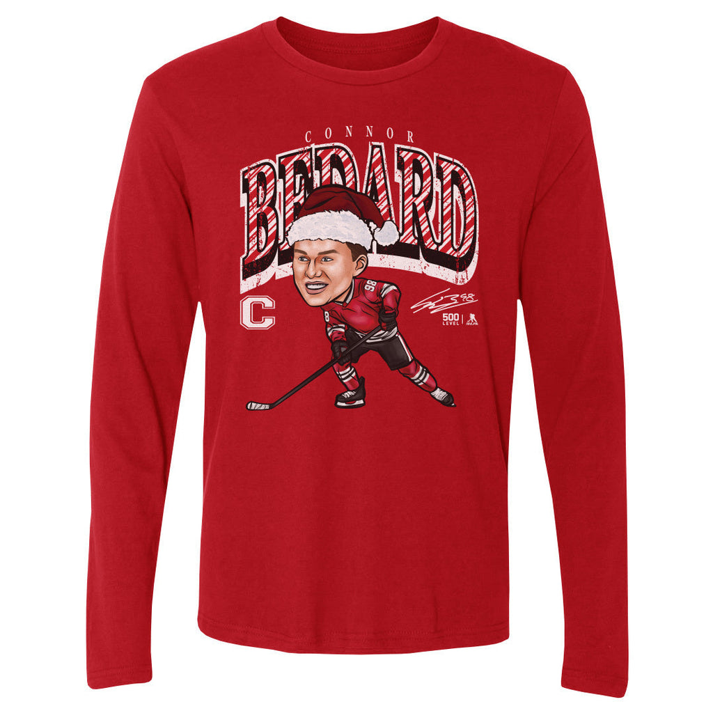 Connor Bedard Chicago Cartoon Santa Hat WHT