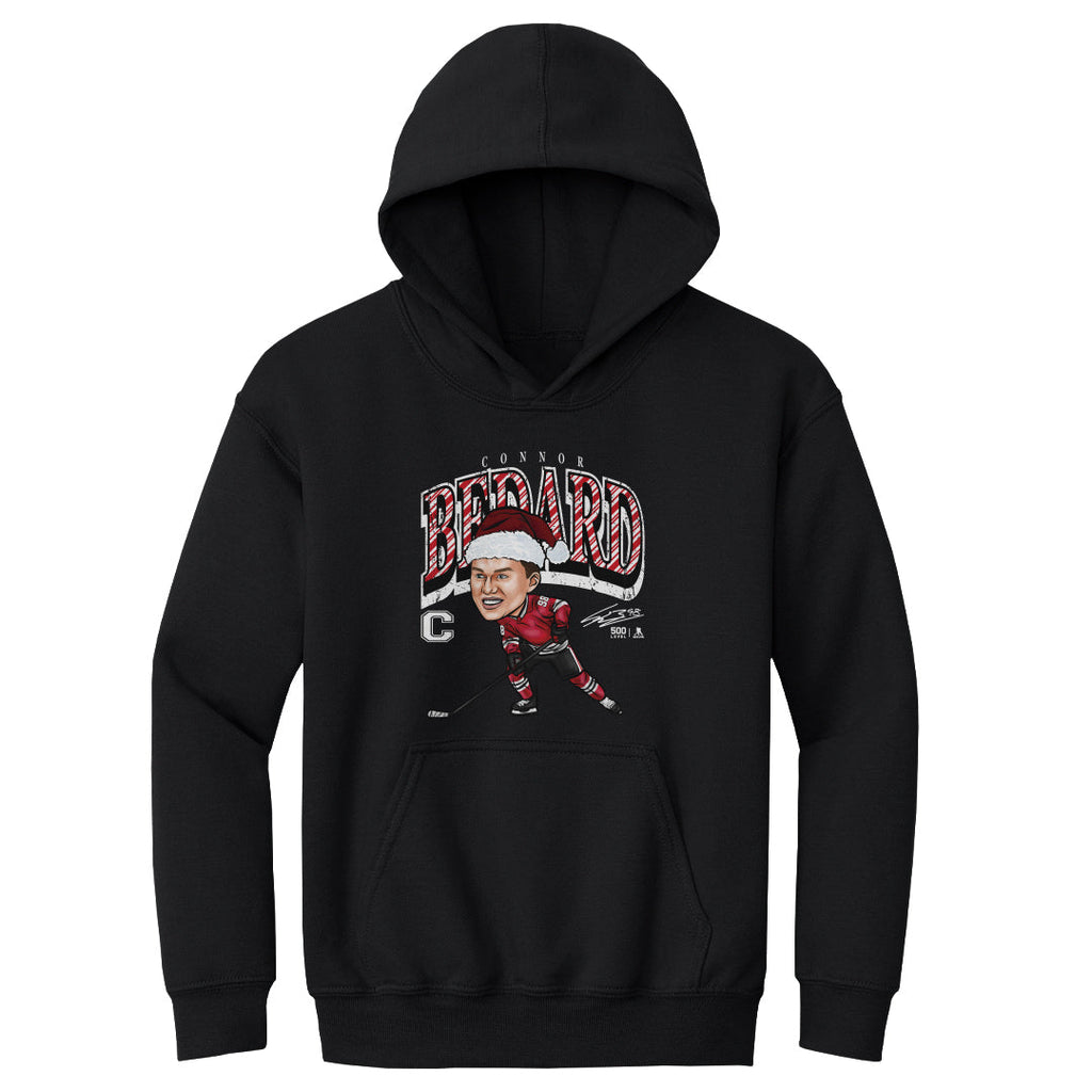 Connor Bedard Chicago Cartoon Santa Hat WHT