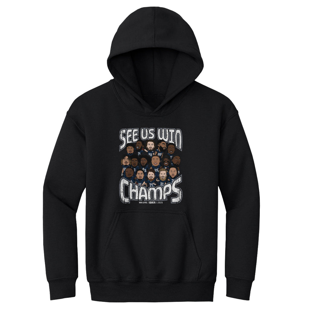 Seattle Football 2025 Champs Cartoon WHT
