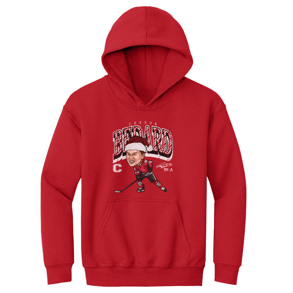 Connor Bedard Chicago Cartoon Santa Hat WHT