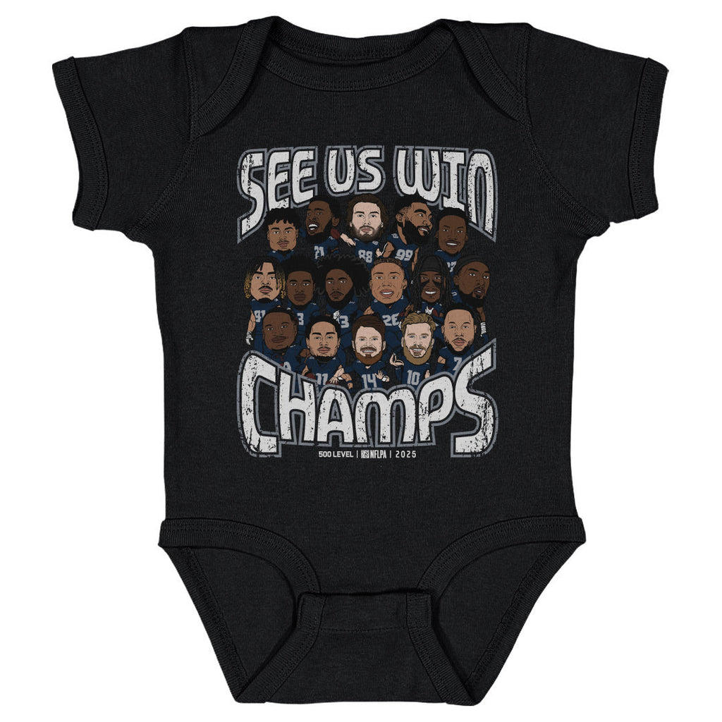 Seattle Football 2025 Champs Cartoon WHT