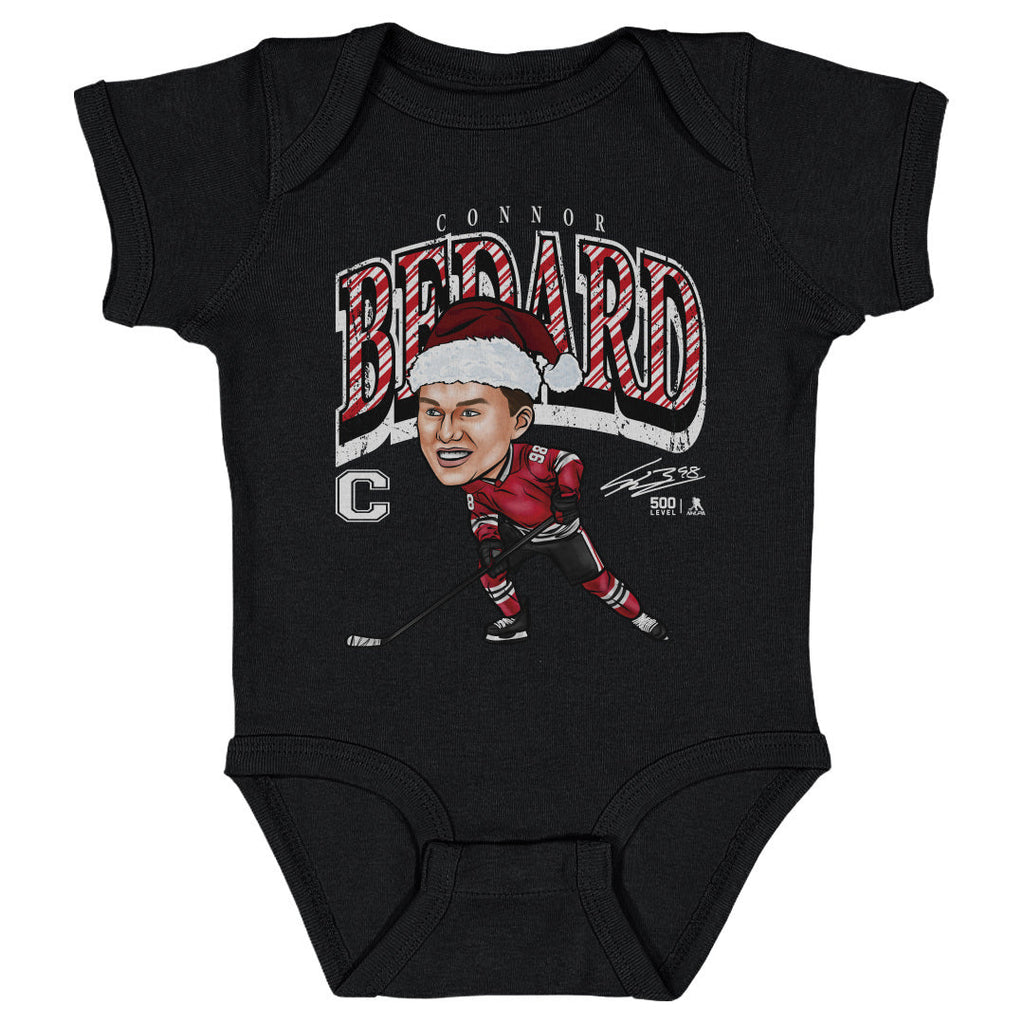 Connor Bedard Chicago Cartoon Santa Hat WHT