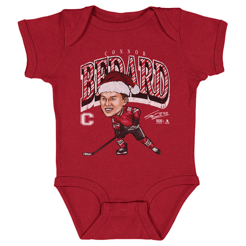 Connor Bedard Chicago Cartoon Santa Hat WHT