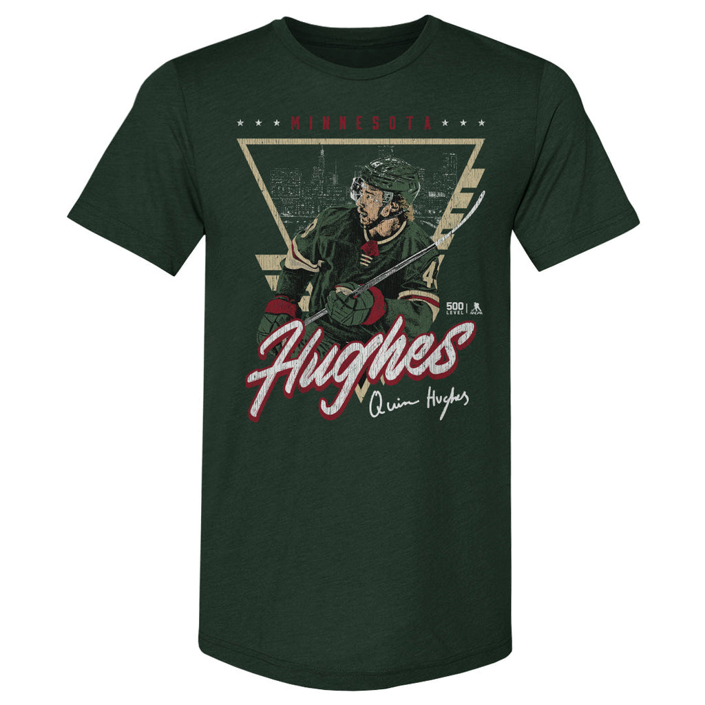 Quinn Hughes Minnesota Triangle Retro WHT
