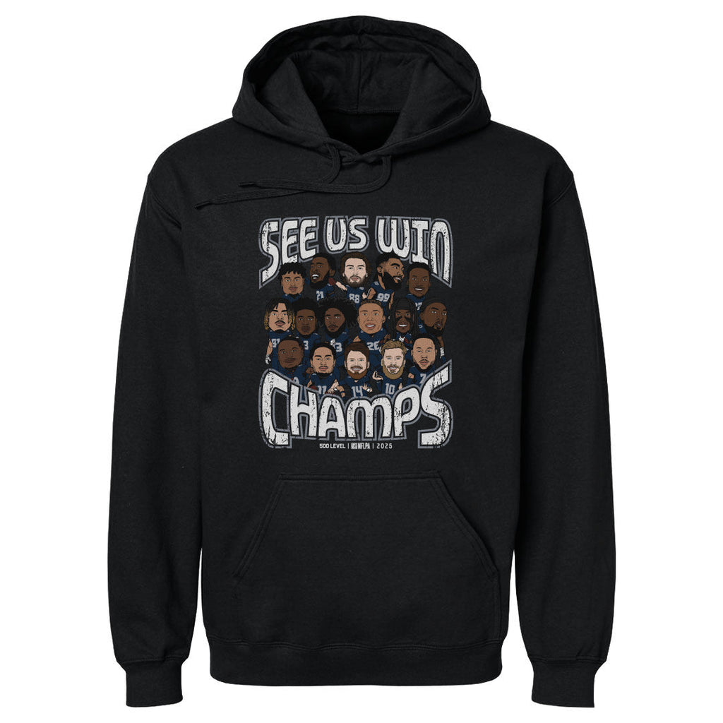 Seattle Football 2025 Champs Cartoon WHT