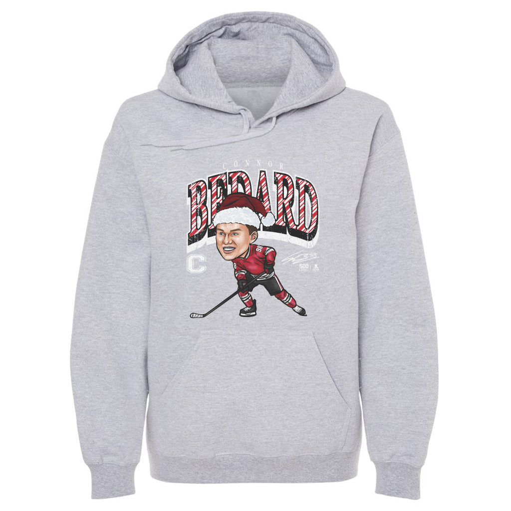Connor Bedard Chicago Cartoon Santa Hat WHT