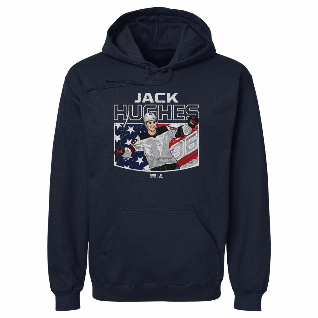 Jack Hughes New Jersey American Flag WHT
