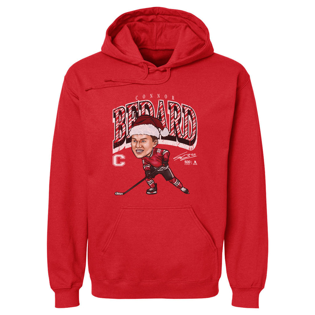 Connor Bedard Chicago Cartoon Santa Hat WHT
