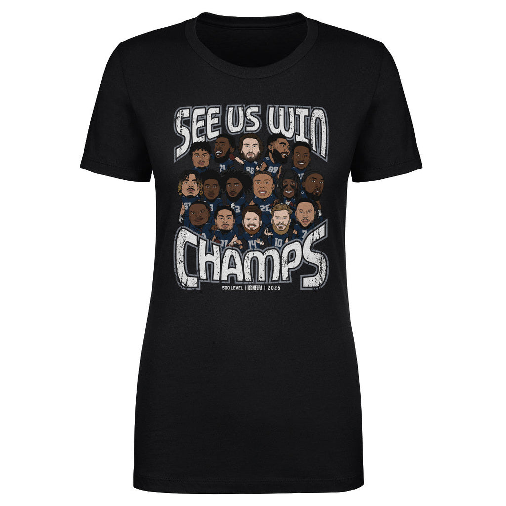 Seattle Football 2025 Champs Cartoon WHT