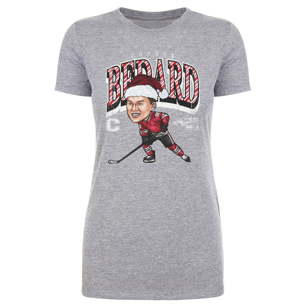 Connor Bedard Chicago Cartoon Santa Hat WHT