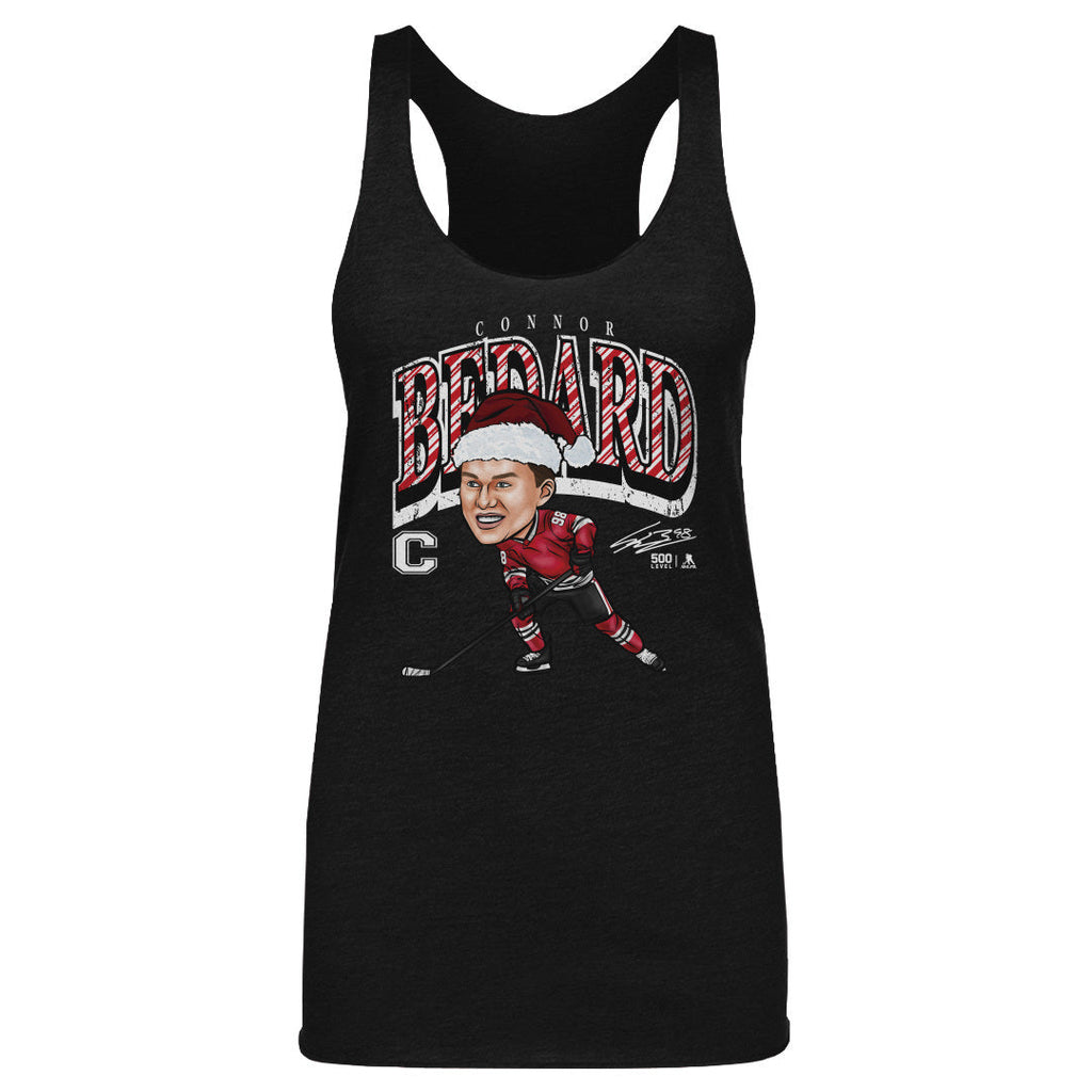 Connor Bedard Chicago Cartoon Santa Hat WHT
