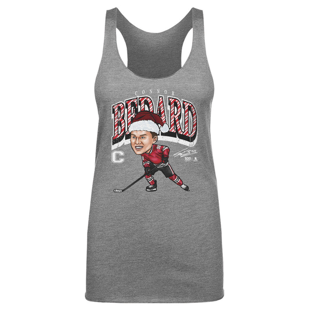 Connor Bedard Chicago Cartoon Santa Hat WHT