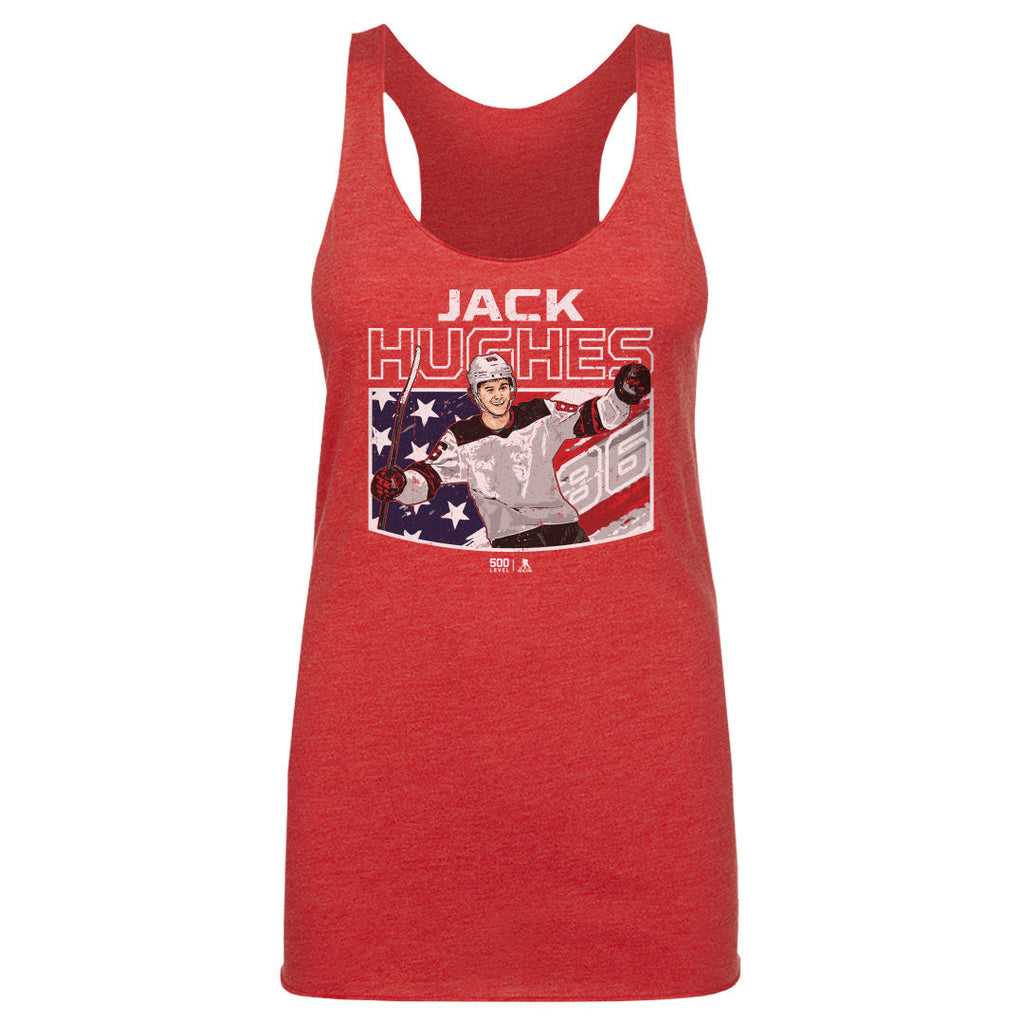 Jack Hughes New Jersey American Flag WHT