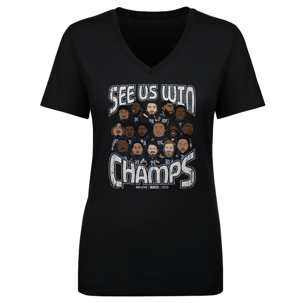 Seattle Football 2025 Champs Cartoon WHT