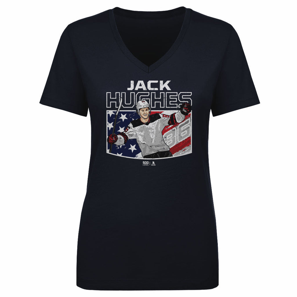 Jack Hughes New Jersey American Flag WHT