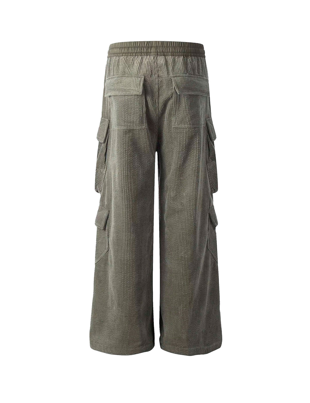 GREY CORDUROY DRAWSTRING CARGO PANTS