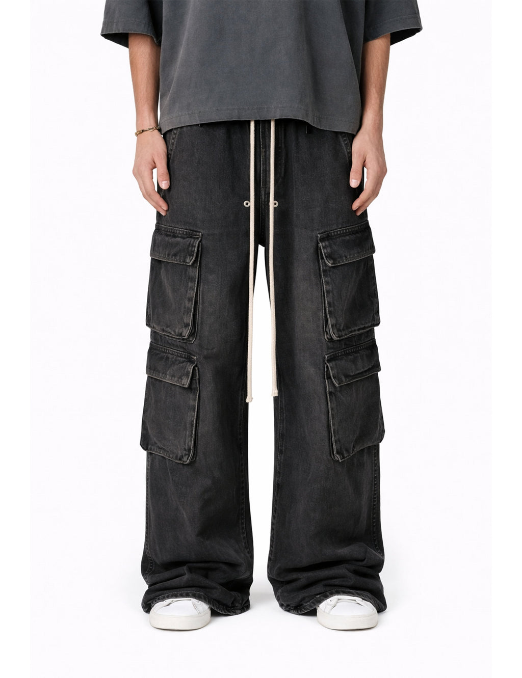NOIR FLOW DENIM CARGO PANTS