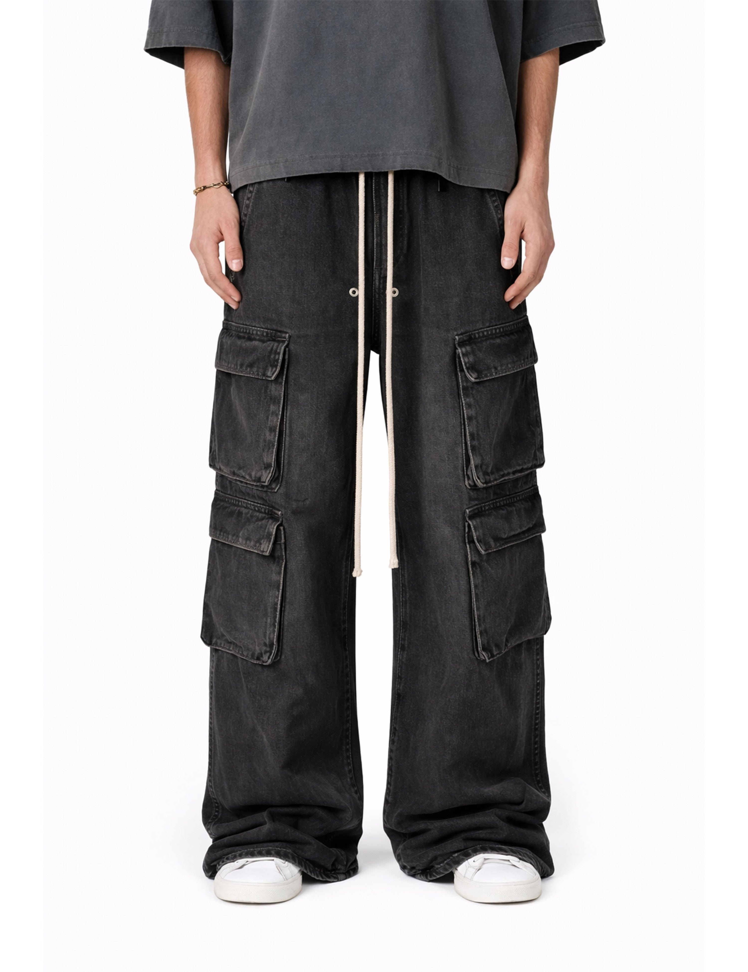 NOIR FLOW DENIM CARGO PANTS
