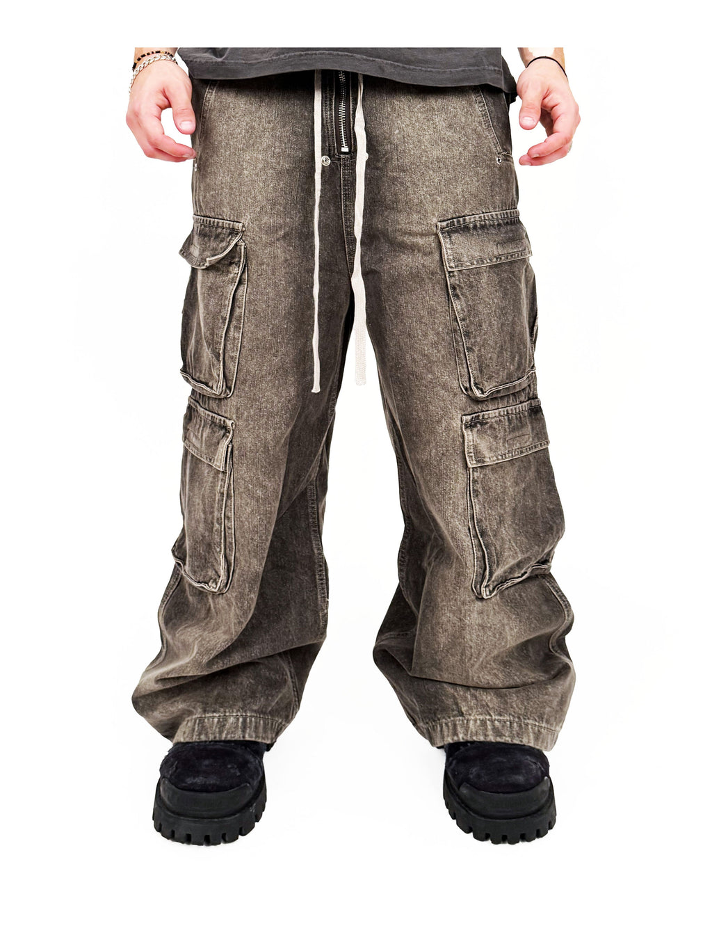 NOIR FLOW DENIM CARGO PANTS